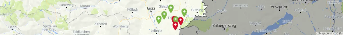 Kartenansicht für Apotheken-Notdienste in der Nähe von Feldbach (Südoststeiermark, Steiermark)